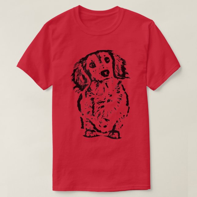 Long Hair Dachshund Lover Gift Doie Mom Dad Cute W T-Shirt (Design Front)