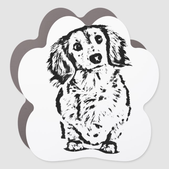 Long Hair Dachshund Lover Gift Doxie Mom Dad Cute Car Magnet (Front)