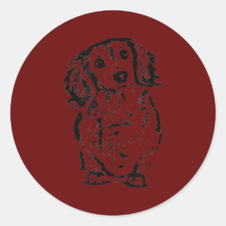Long Hair Dachshund Lover Gift Doxie Mom Dad Cute Classic Round Sticker