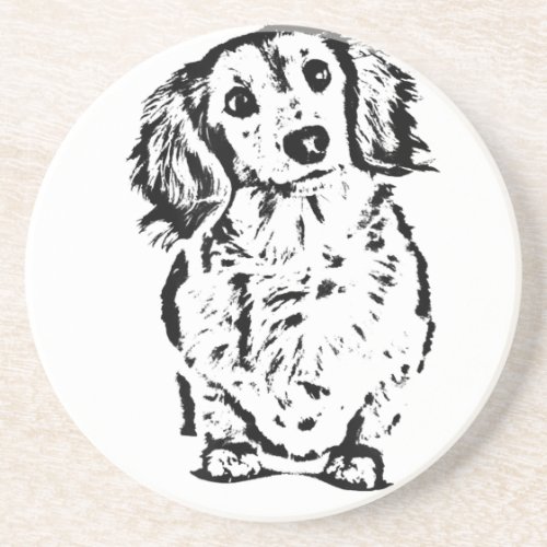 Long Hair Dachshund Lover Gift Doxie Mom Dad Cute Coaster