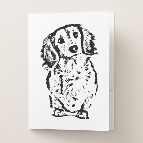 Long Hair Dachshund Lover Gift Doxie Mom Dad Cute Pocket Folder