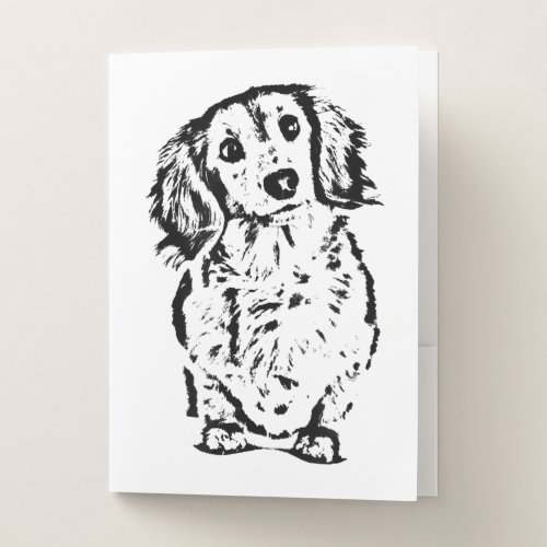 Long Hair Dachshund Lover Gift Doxie Mom Dad Cute Pocket Folder