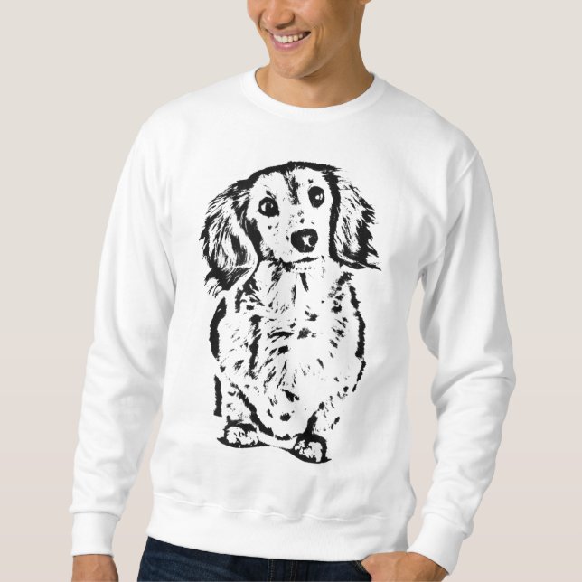 Long Hair Dachshund Lover Gift Doxie Mom Dad Cute  Sweatshirt (Front)