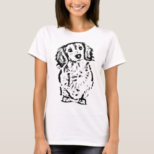 Long Hair Dachshund Lover Gift Doxie Mom Dad Cute  T_Shirt