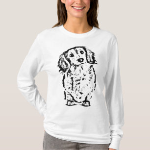 Long Hair Dachshund Lover Gift Doxie Mom Dad Cute  T-Shirt