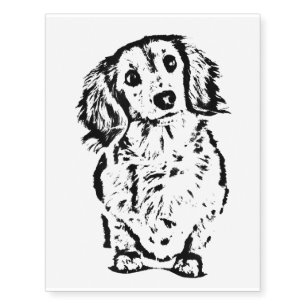Long Hair Dachshund Lover Gift Doxie Mom Dad Cute Temporary Tattoos