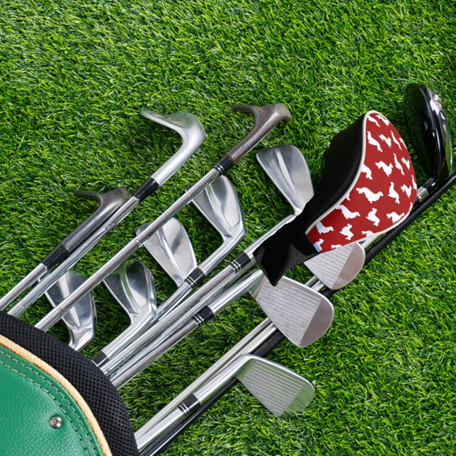 Long Hair Dachshund Loving Golfer Light Blue Gift Golf Head Cover (Long hair wiener dog golf gear)