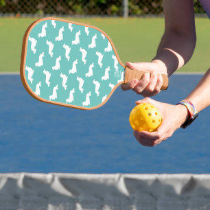 Long Hair Dachshund Loving Pickleball Teal  Paddle