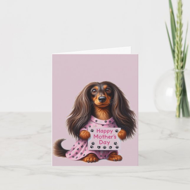 Long Hair Dachshund Mother's Day Card (Front)