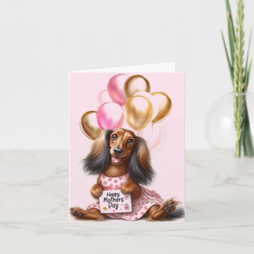 Long Hair Dachshund Mothers Day Card