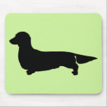 Long Hair Dachshund Mousepad<br><div class="desc">Black silhouette of the long hair dachshund.
Stylish shape of a favorite dog breed.
Add your text to personalize this item and make it an original!</div>