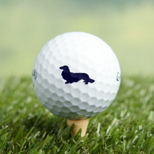Long Hair Dachshund Navy Golfer Gift Golf Balls