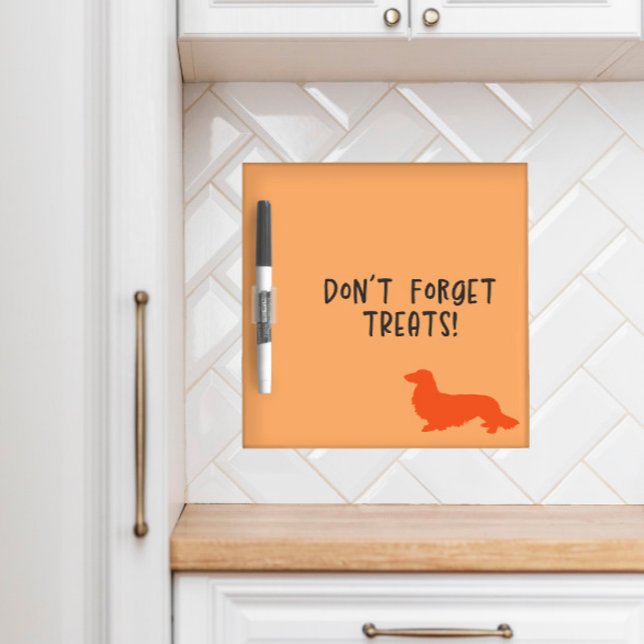 Long Hair Dachshund Orange Locker Dry Erase Board  (Dachshund themed office accessory - white boards)