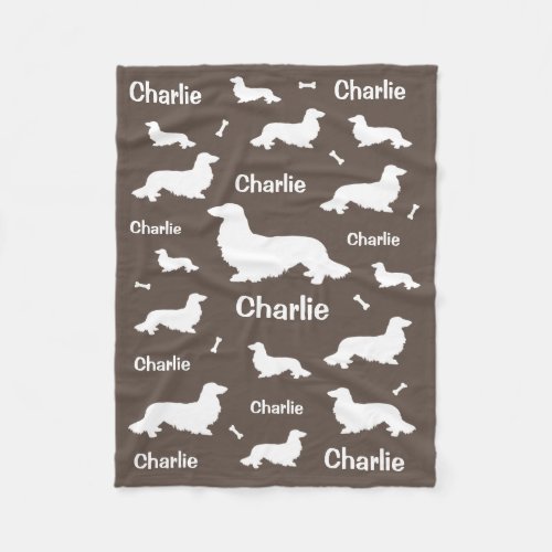 Long Hair Dachshund Personalized Doxie Blanket 