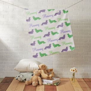 Long Hair Dachshund Personalized Gender Neutral Baby Blanket