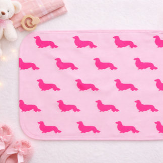 Long Hair Dachshund Pink Baby Girl Burp Cloth