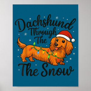 Long Hair Dachshund Through Snow Christmas Pajamas Poster
