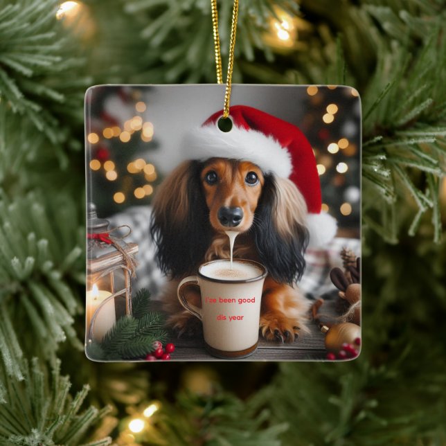Long Hair Dachshund Tree Ornament (Tree)
