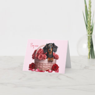 Long Hair Dachshund Valentine Card