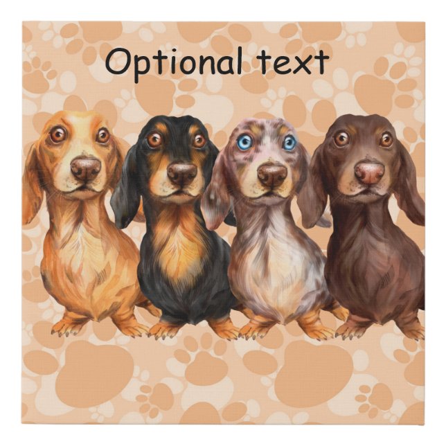 Long Hair Dachsunds Faux Canvas Print (Front)