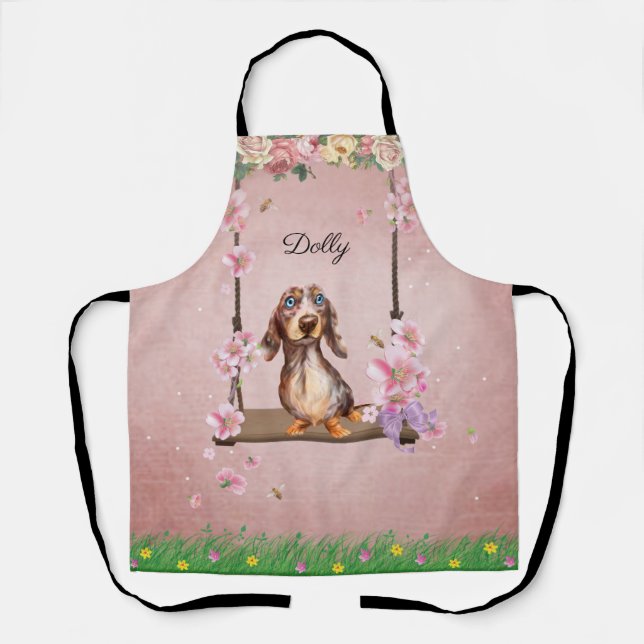 Long Hair Dapple Dachshund Apron (Front)