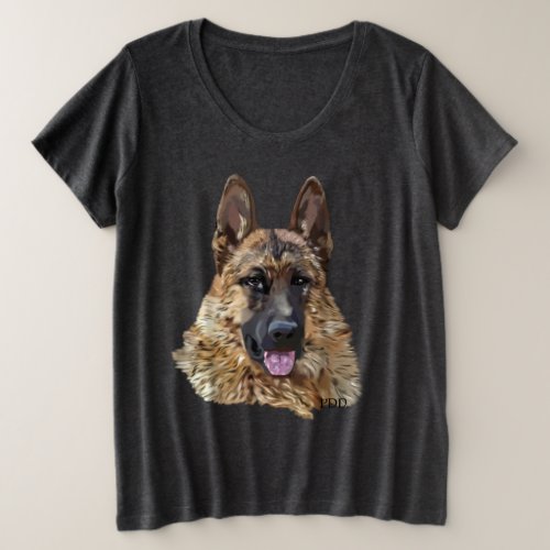 Long Hair German Shepherd Dog Plus Size T_Shirt