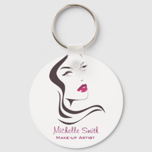 Long Hair hairdresser make up artist branding Keychain