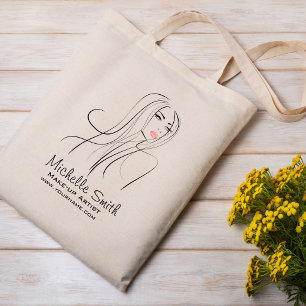 Long Hair hairdresser make up artist branding Tote Bag