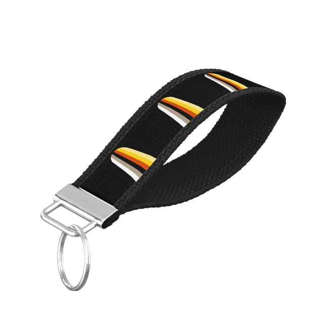 Long Hair Pride Flag Wrist Keychain (Angled Down)