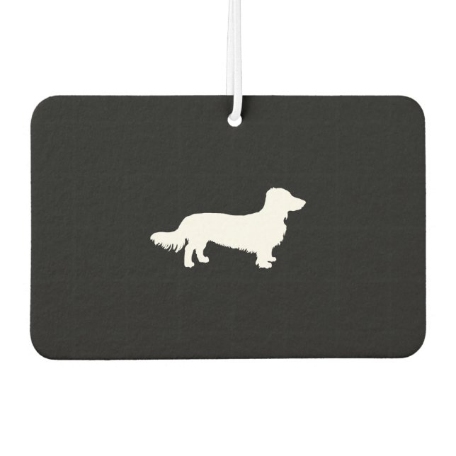 Long hair rochshund dog Dachshund gift silhouette Air Freshener (Front)