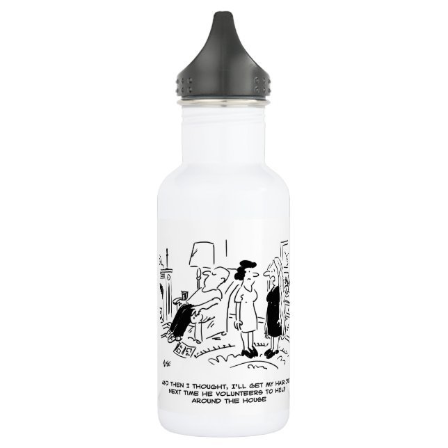 Long Hair Style Due to No Haircut or Hair Styling  Stainless Steel Water Bottle (Left)