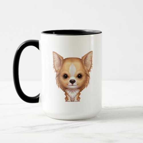 Long_Haired Beige and White Chihuahua Mug