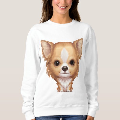 Long_Haired Beige and White Chihuahua Sweatshirt