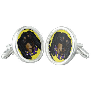 Long Haired Black Dachshund Cufflinks