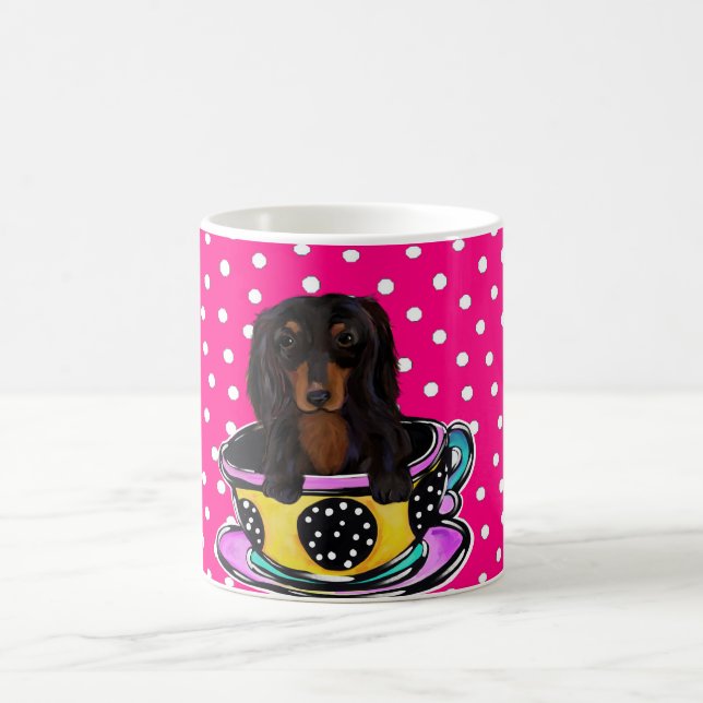 Long Haired Black Doxie Color Morph Mug (Center)