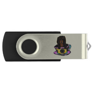 Long Haired Black Doxie Flash Drive