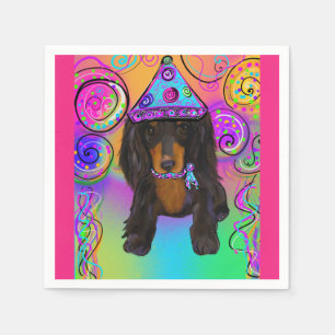 LONG HAIRED BLACK & TAN DOXIE  NAPKINS