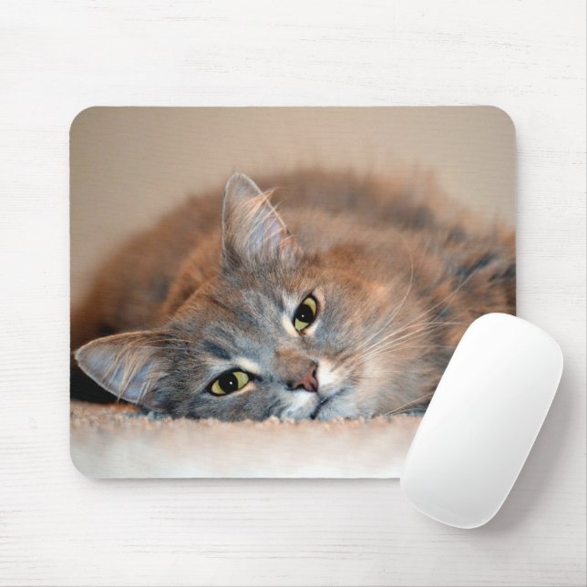 Long Haired Blue Russian Cat by Shirley Taylor Mouse Pad (With Mouse)