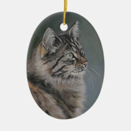 Long Haired Cat Art Ornament