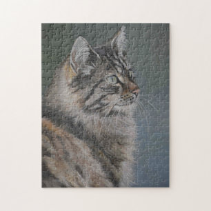 Long Haired Cat Art Reproduction Puzzle