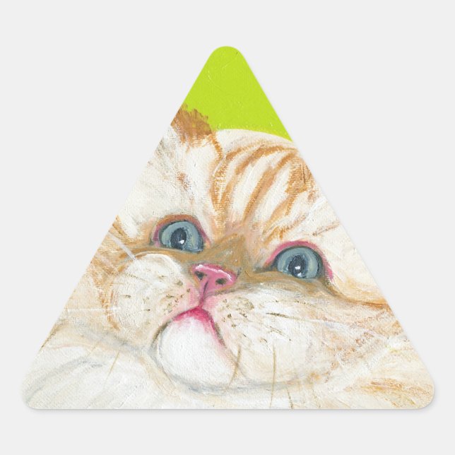 Long Haired Cat Painting by Ania M Milo Triangle Sticker (Front)