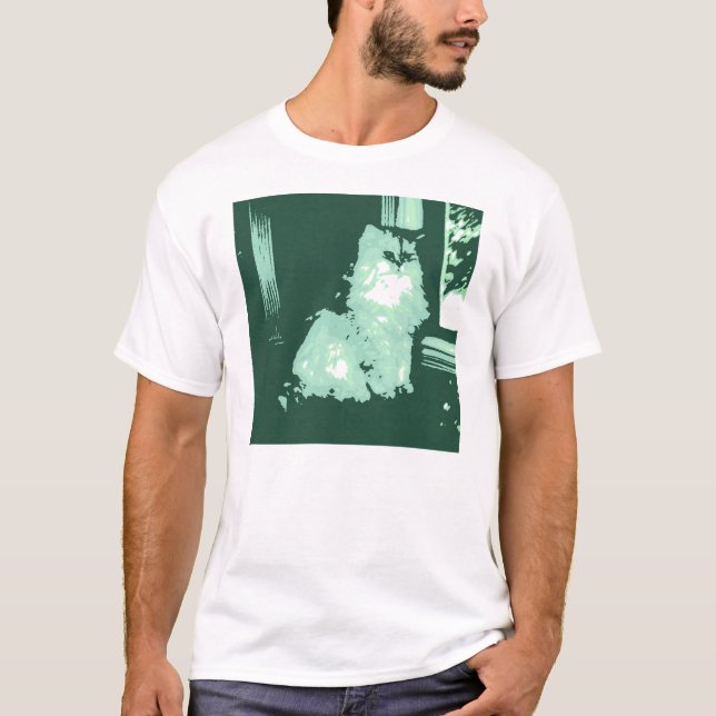 Long-haired Cat Pop Art T-Shirt (Front)