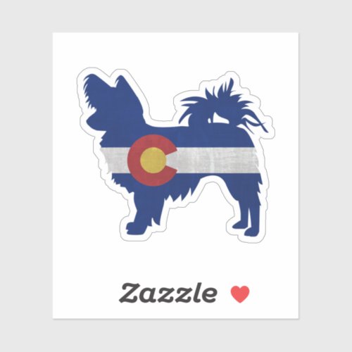 Long Haired Chihuahua Colorado Flag Silhouette Sticker