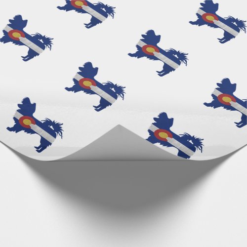 Long Haired Chihuahua Colorado Flag Silhouette Wrapping Paper