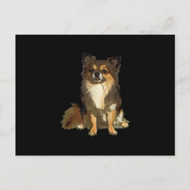 Long Haired Chihuahua Cute Cartoon Graphic Dog Postcard (Front)