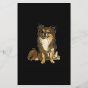 Long Haired Chihuahua Cute Cartoon Graphic Dog Stationery