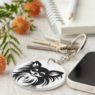 Long-haired Chihuahua Cute Keychain