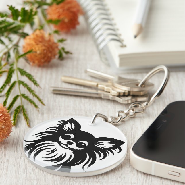 Long-haired Chihuahua Cute Keychain (Front Right)