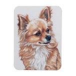 Long Haired Chihuahua Dog Art Magnet