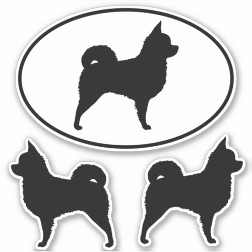 Long Haired Chihuahua Dog Silhouette Sticker Set